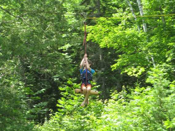 Water zip line at Plein Air Lanaudia vacations centre